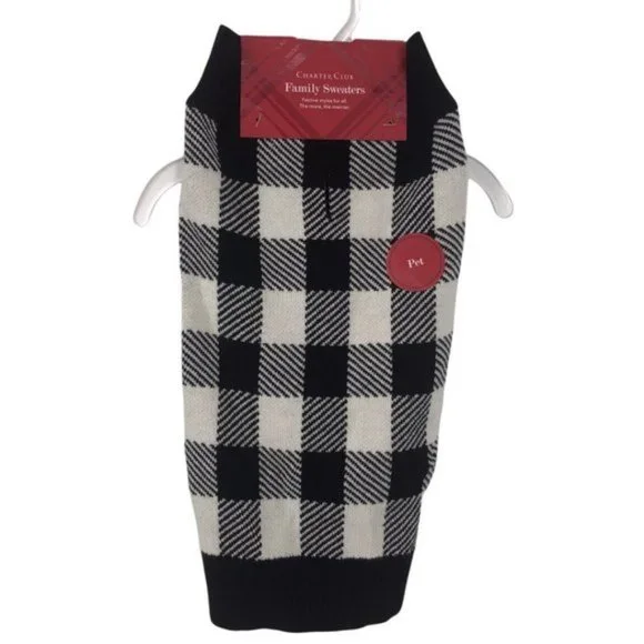Charter Club Buffalo Check Plaid Dog Sweater NWT - Picture 3 of 12